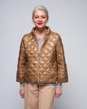 ultralight quilted a-line short jacket - bronze