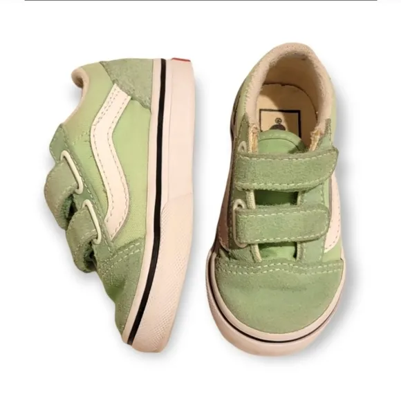 VANS Mint Old Skool white stripe sneakers little girls shoes Size 5T