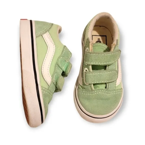 VANS Mint Old Skool white stripe sneakers little girls shoes Size 5T