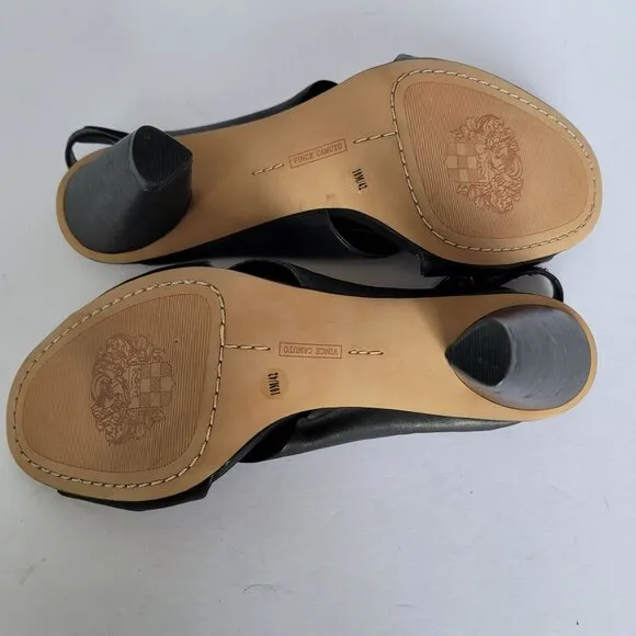 Vince Camuto Katie Soft Leather Slingback Block Heeled Sandals. Size 10M