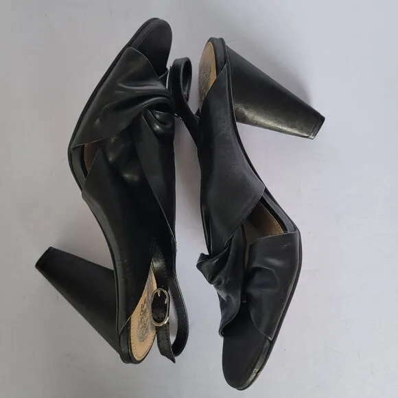 Vince Camuto Katie Soft Leather Slingback Block Heeled Sandals. Size 10M