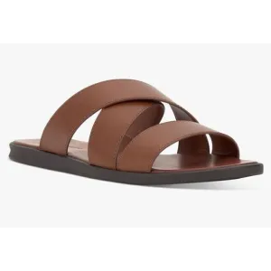 Vince Camuto Mens Brown Crisscross Upper Straps Goring Padded Waely Sandals
