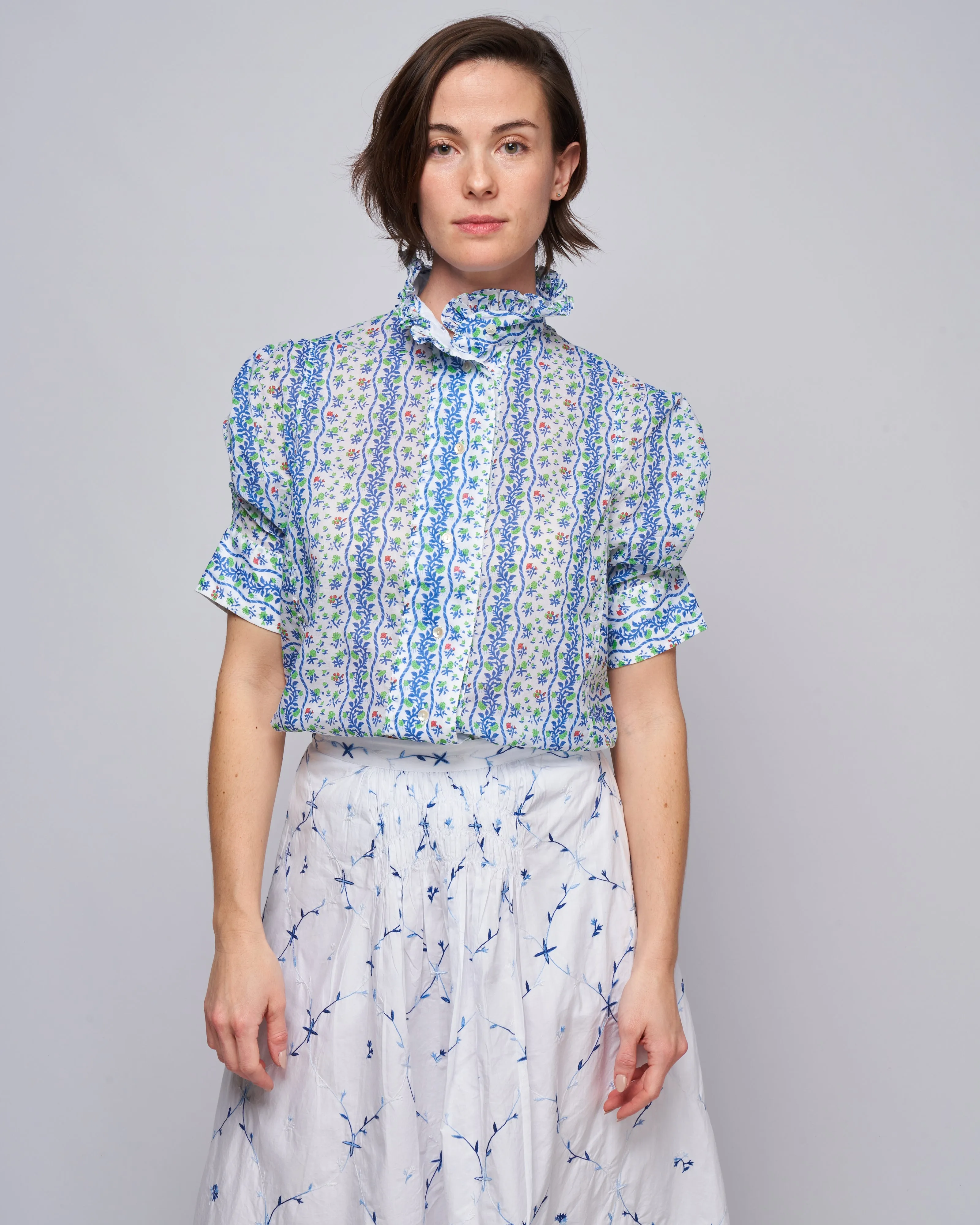 vita blouse - green/cobalt