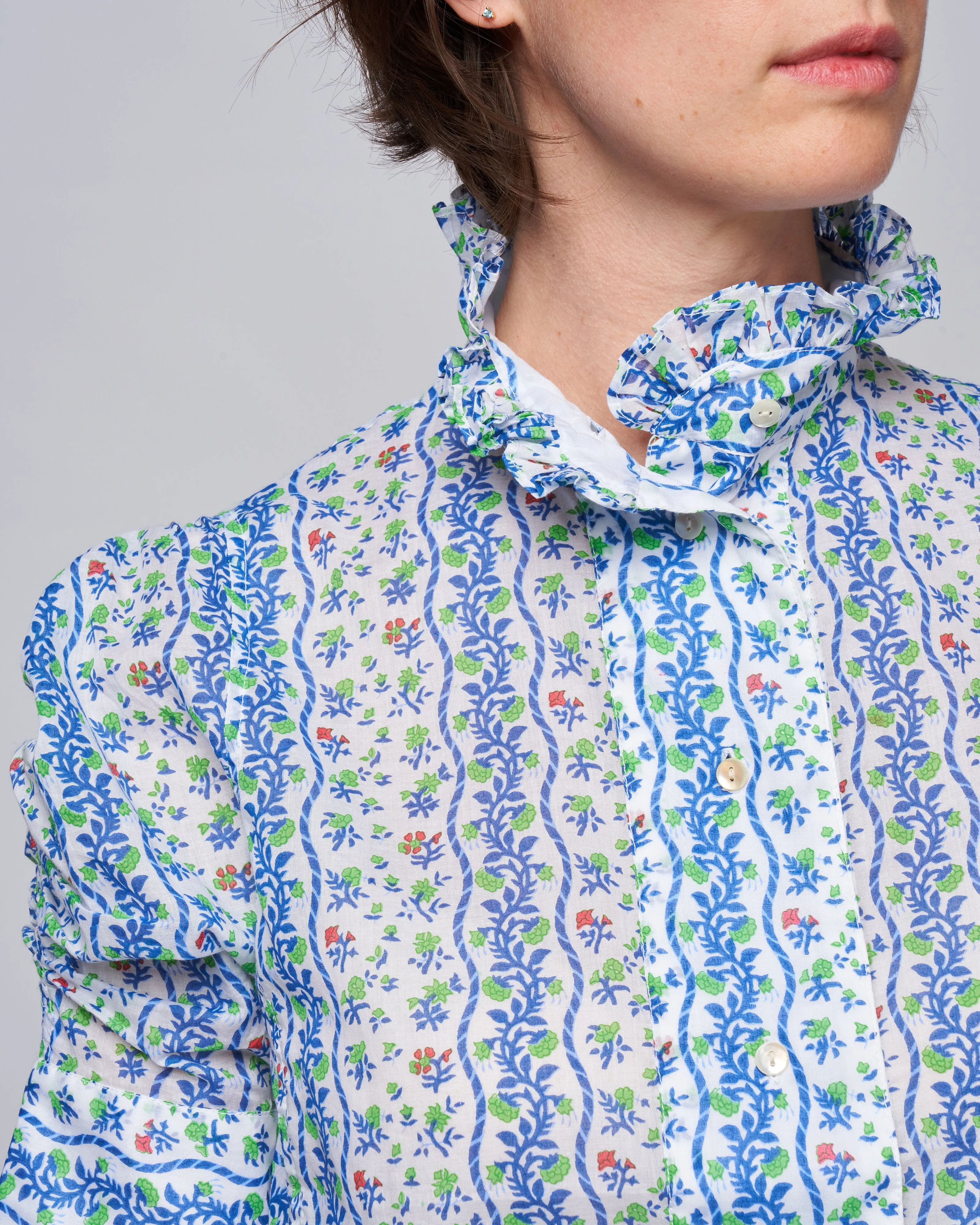 vita blouse - green/cobalt