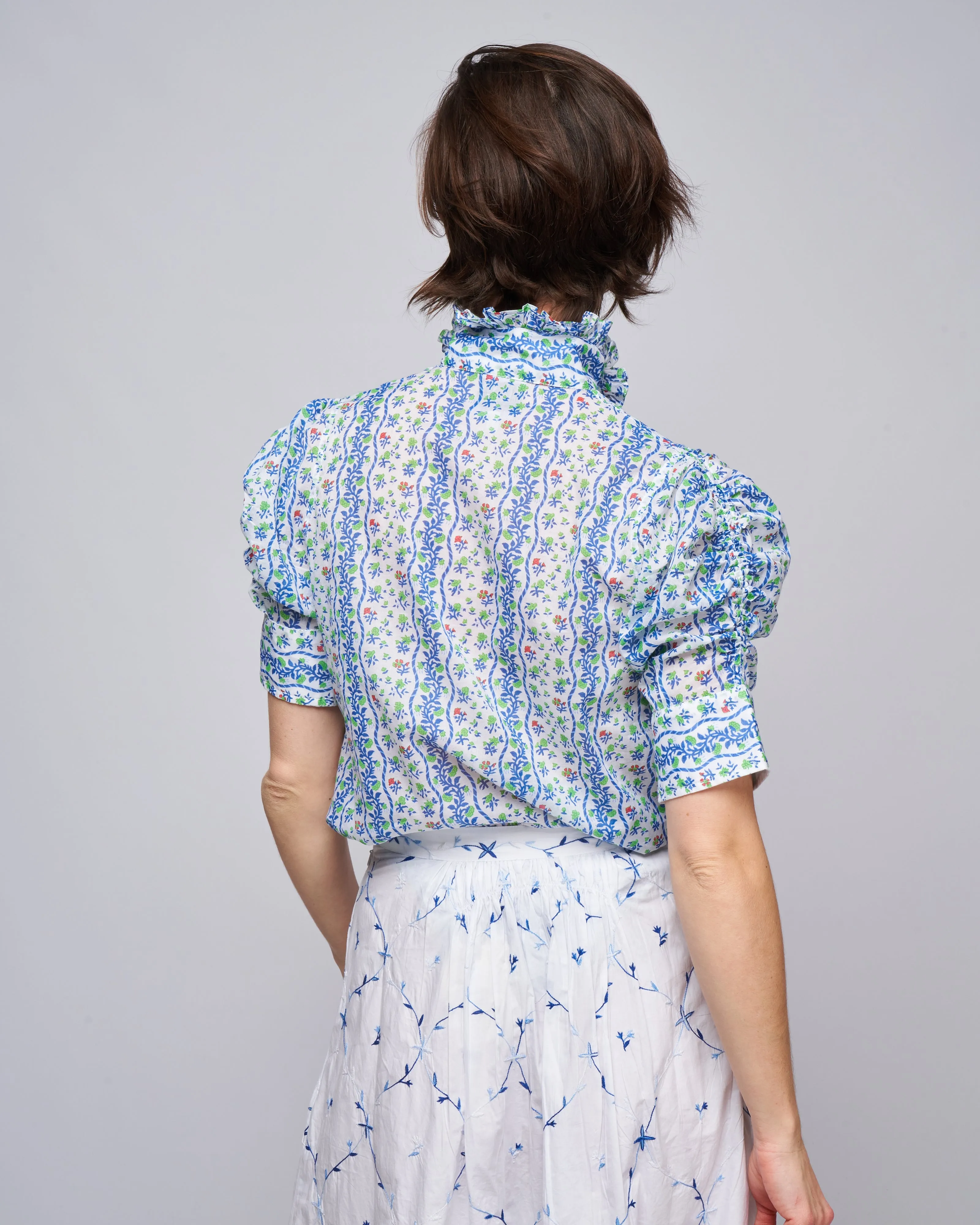 vita blouse - green/cobalt