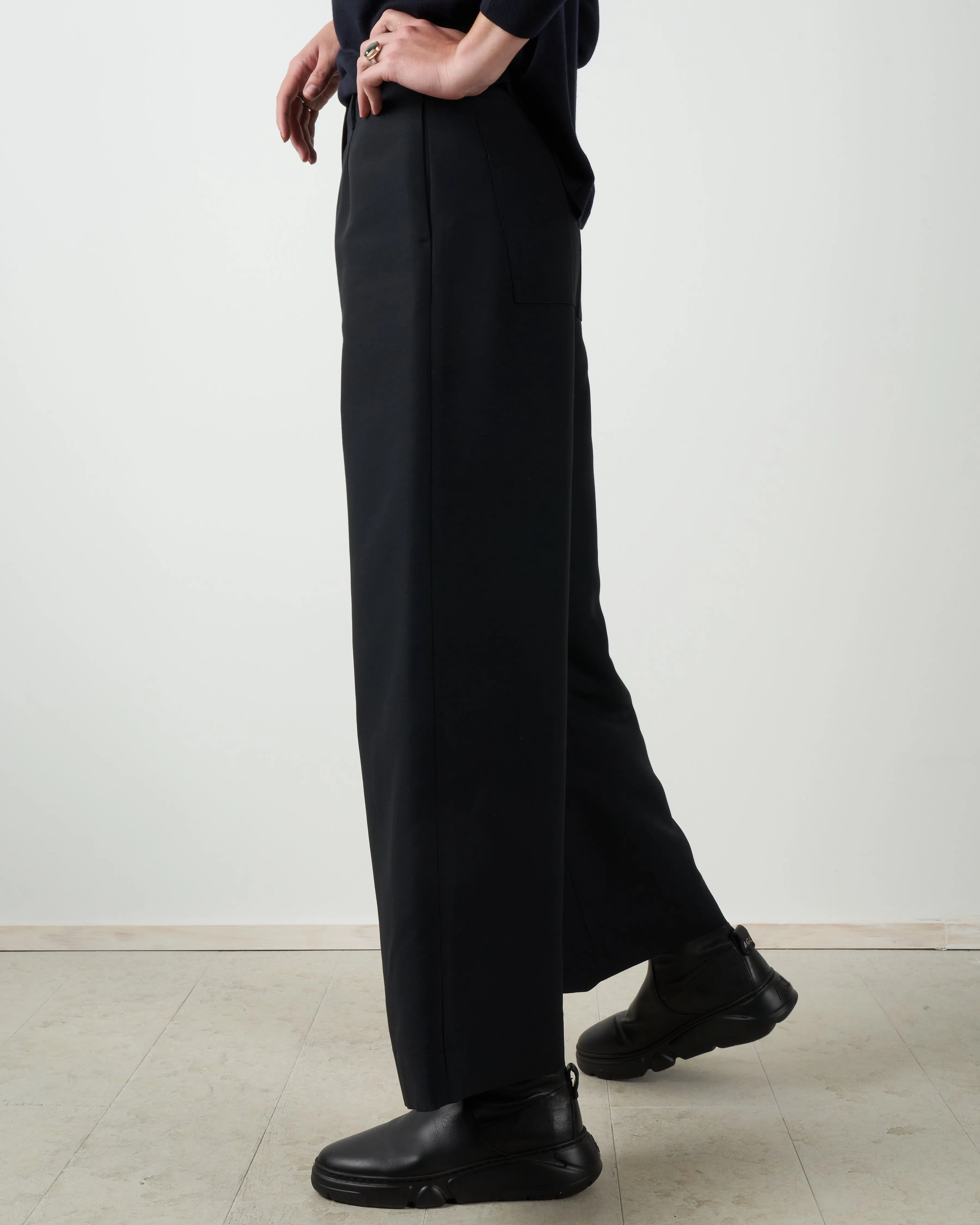 wide leg pant - black
