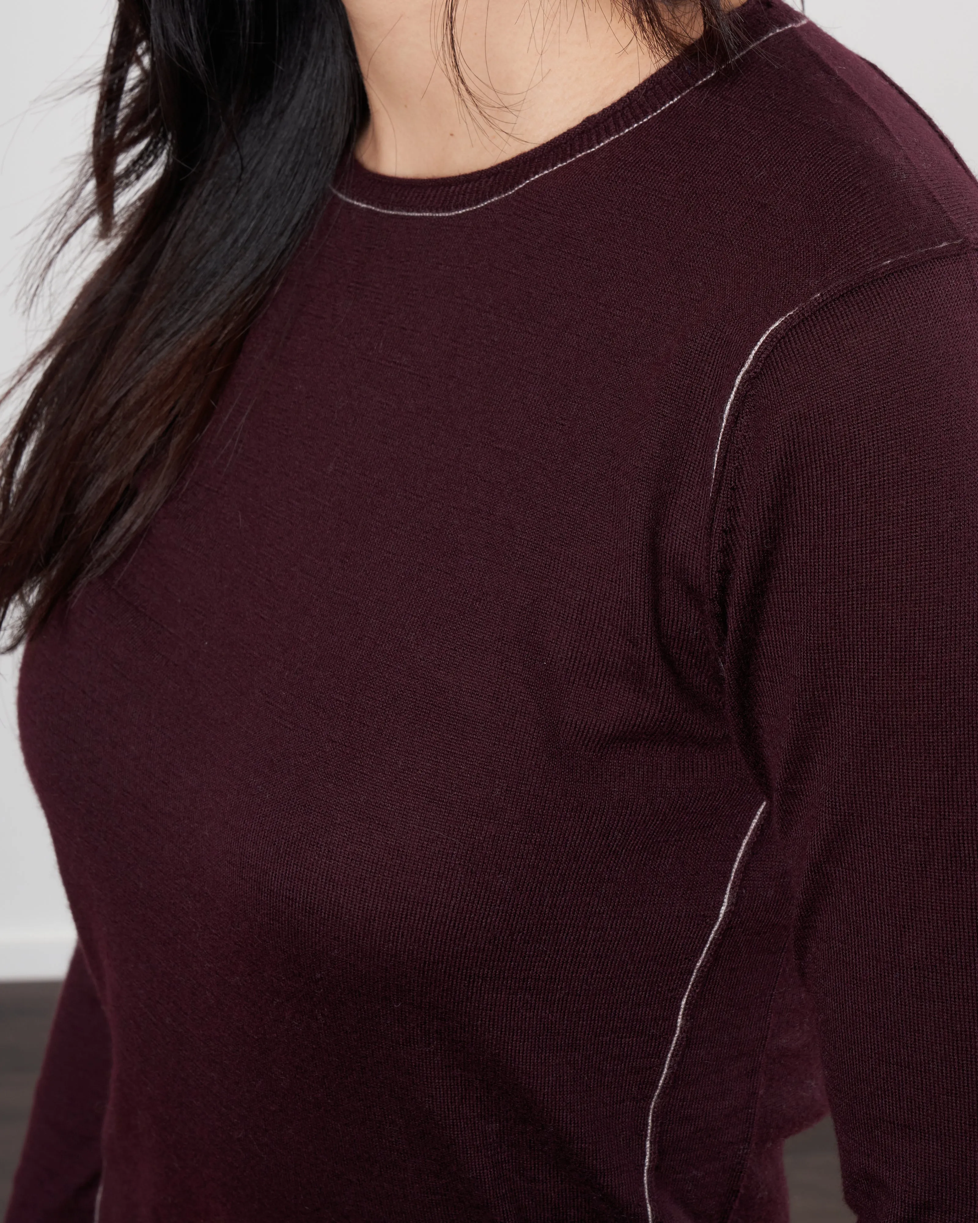 worsted cashmere long sleeve baby tee - currant