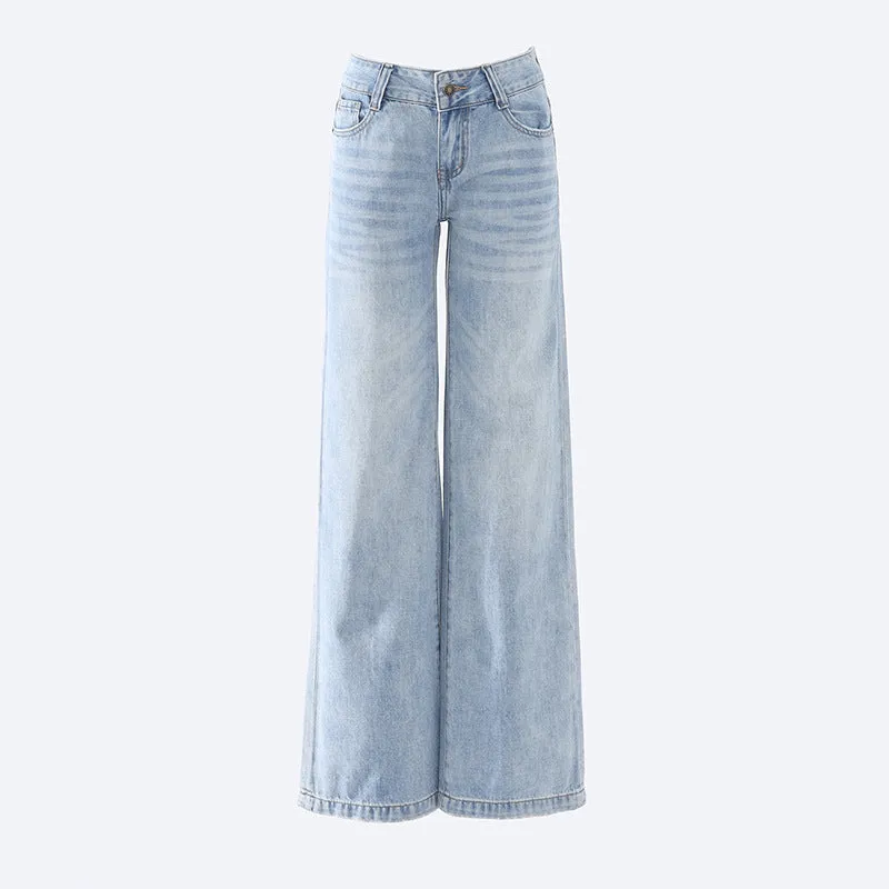 Y2K Low Rise Jeans Women | Light Wash Straight Leg Denim Pants Vintage Streetwear